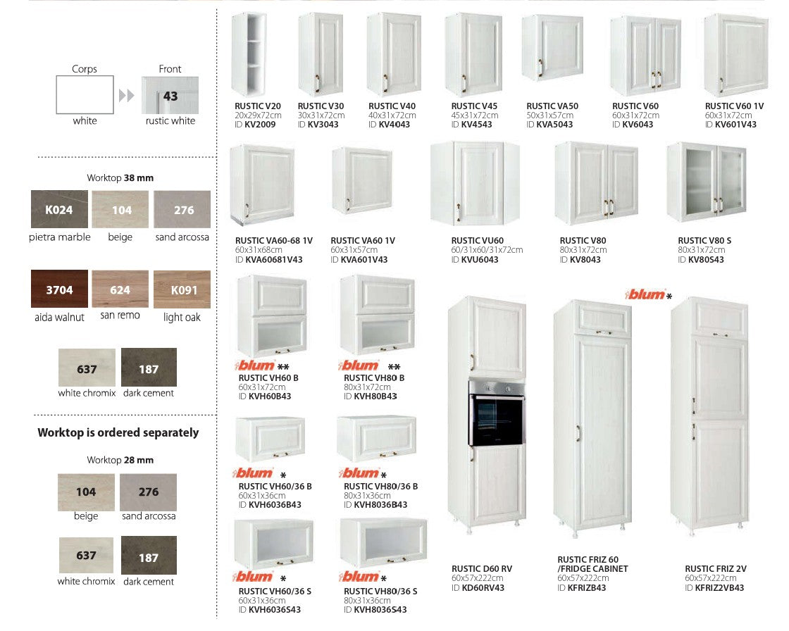 Модулна кухня Rustik в бяло