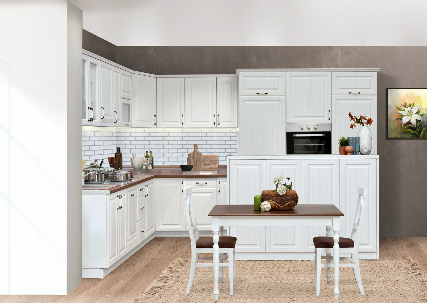 Модулна кухня Rustik в бяло